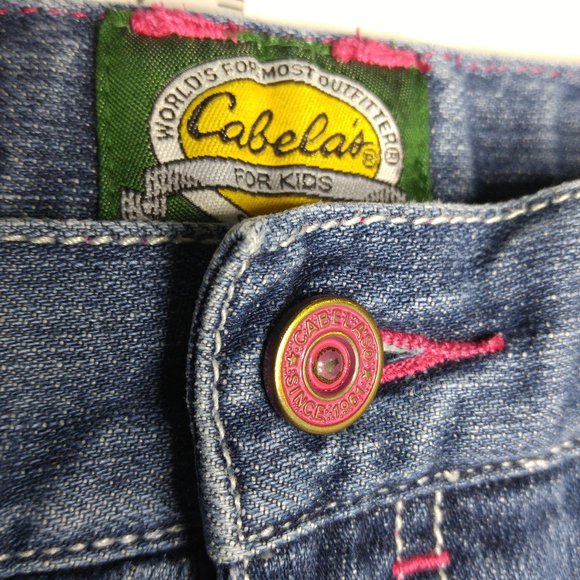 Cabela's 919245 Boot Cut Jeans Girls 10 Pink Flannel Lined Low Rise B169 - Picture 3 of 9